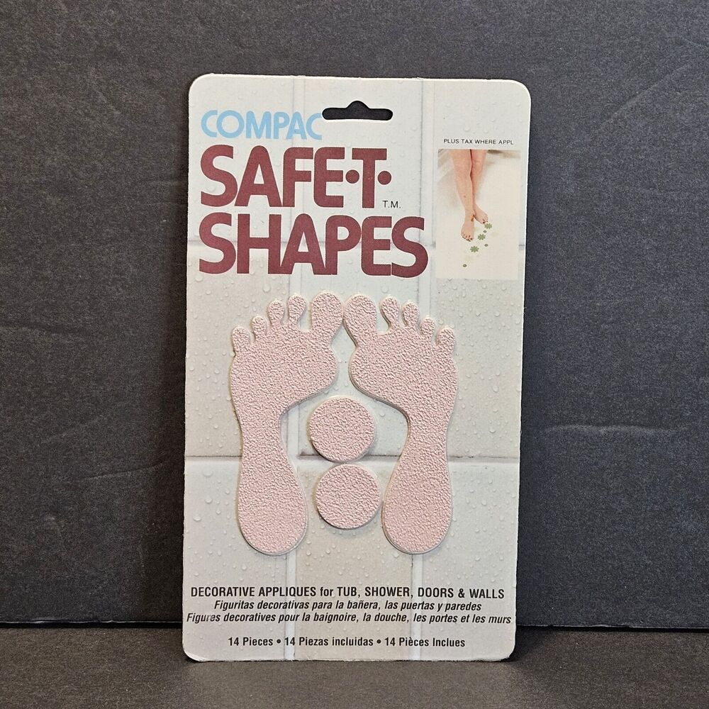 Vtg Compac Safe T Shapes Pink Feet Foot Nonslip Safety Applique Bathtub Stickers